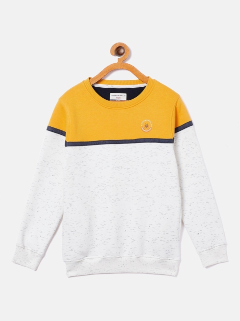 

Crimsoune Club Boys White and Yellow Colourblocked Sweatshirt