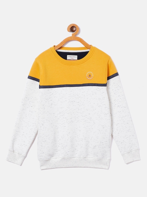 

Crimsoune Club Boys White and Yellow Colourblocked Sweatshirt