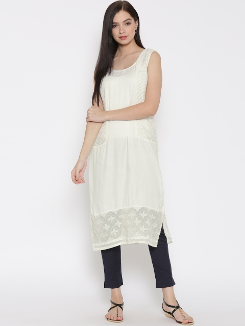 

Wishful by W Women Off-White Kurta with Pintucks