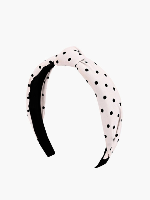 

MARC LOUIS Women Off White & Black Polka Dots Hairband