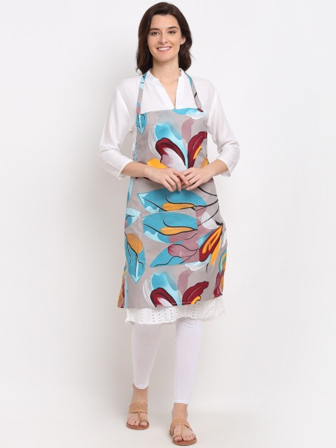 

NEUDIS Grey & Blue Tropical Printed 210 TC Apron with Front Centre Pocket & Napkin