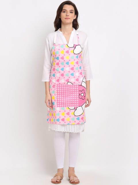 

NEUDIS Pink & Blue Tropical Printed 210 TC Apron with Front Centre Pocket & Napkin