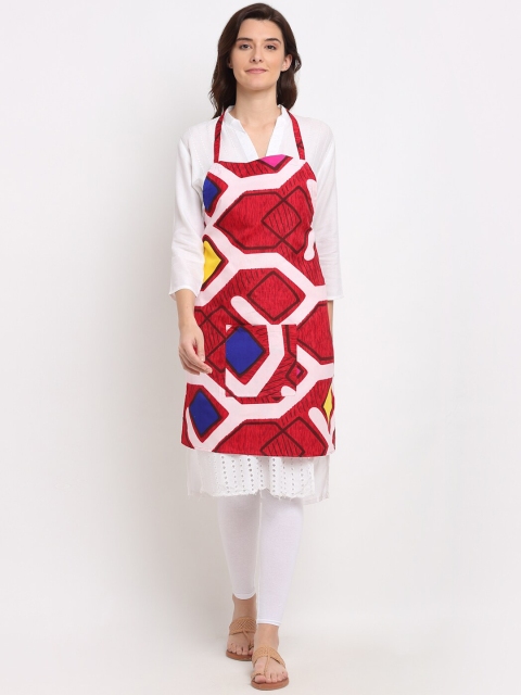 

NEUDIS Red Tropical Printed 210 TC Apron with Front Centre Pocket & Napkin