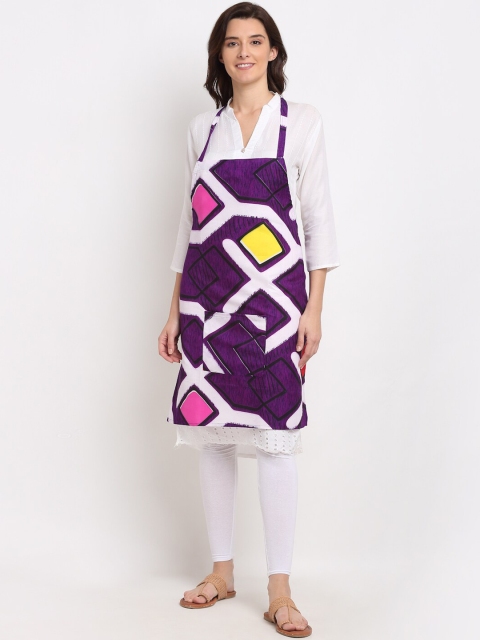 

NEUDIS Purple Tropical Printed 210 TC Apron with Front Centre Pocket & Napkin