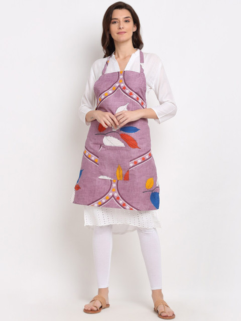 

NEUDIS Pink & Red Tropical Printed 210 TC Apron with Front Centre Pocket & Napkin