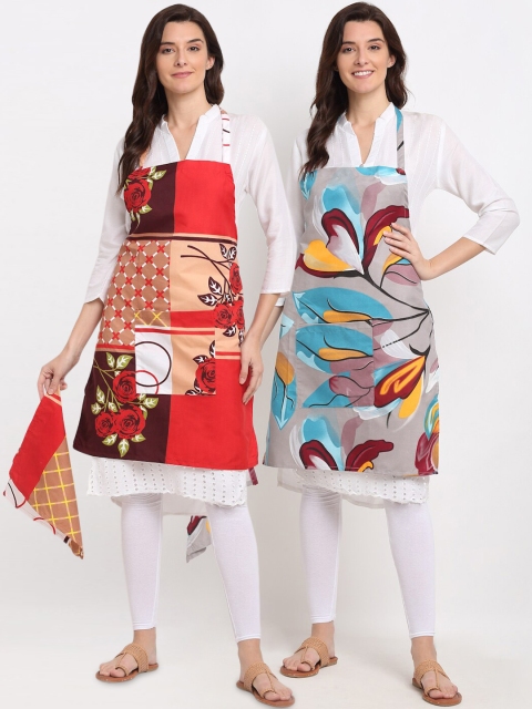 

NEUDIS Set of 2 Printed 210 TC Aprons, Red
