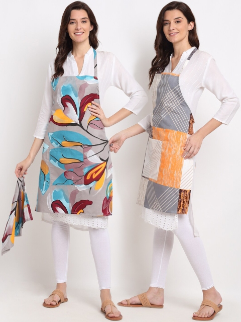

NEUDIS Set of 2 Grey Printed 210 TC Aprons