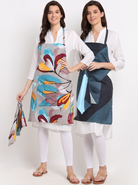 

NEUDIS Set of 2 Printed 210 TC Aprons, Grey