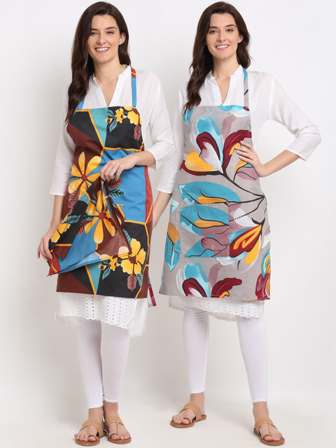 

NEUDIS Set of 2 Printed 210 TC Aprons, Brown