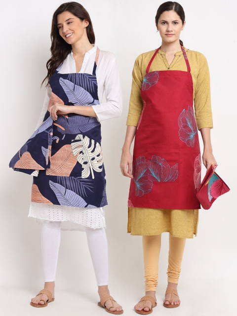 

NEUDIS Set of 2 Printed 210 TC Aprons, Blue