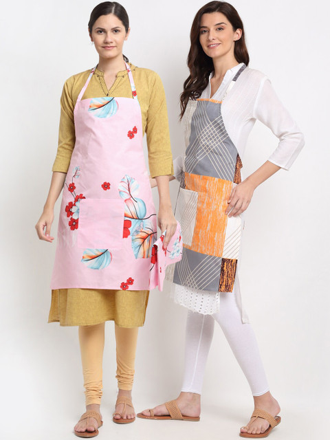 

NEUDIS Set of 2 Printed 210 TC Aprons, Grey
