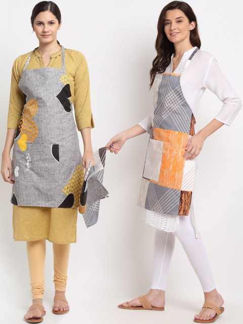 

NEUDIS Set of 2 Grey Printed 210 TC Aprons