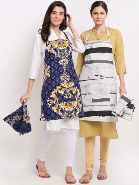 

NEUDIS Set of 2 Printed 210 TC Aprons, Blue