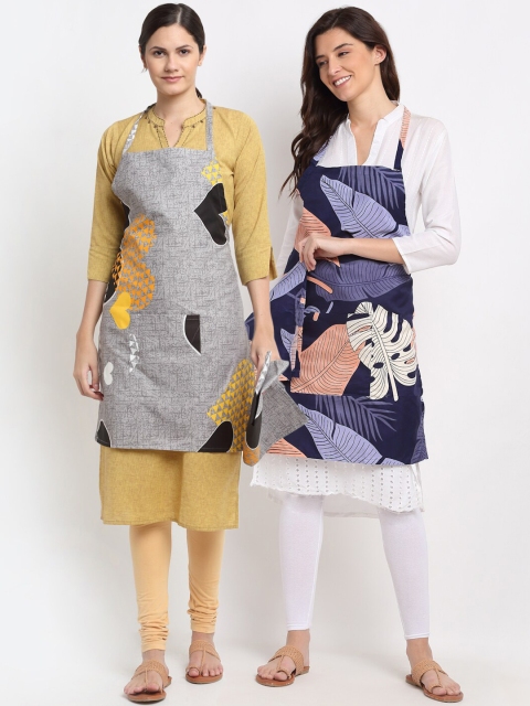 

NEUDIS Pack Of 2 Printed 210TC Aprons & Napkin, Multi