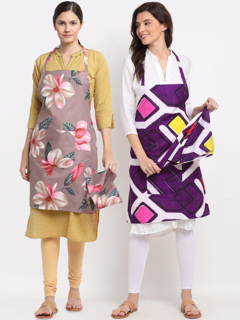 

NEUDIS Unisex Set of 2 Tropical Printed 210TC Apron and a Napkin, Multi