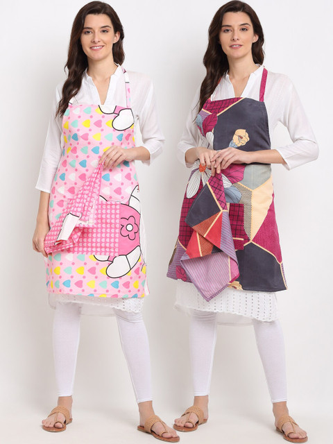

NEUDIS Unisex Set of 2 Tropical Printed 210TC Apron and a Napkin, Multi