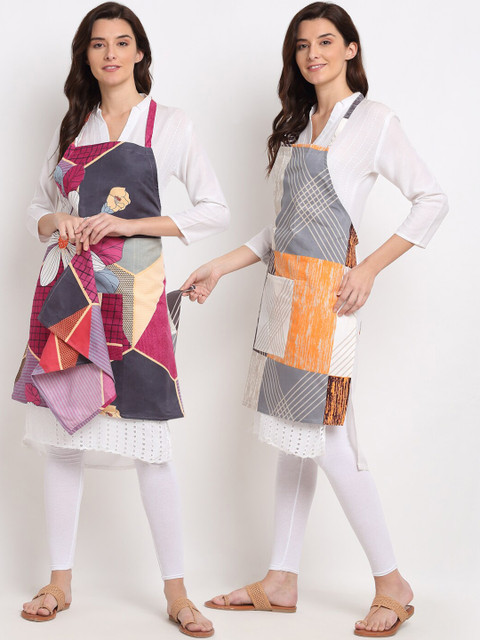 

NEUDIS Unisex Set of 2 Tropical Printed 210TC Apron and a Napkin, Multi