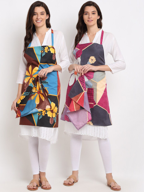 

NEUDIS Unisex Set of 2 Tropical Printed 210TC Apron and a Napkin, Multi