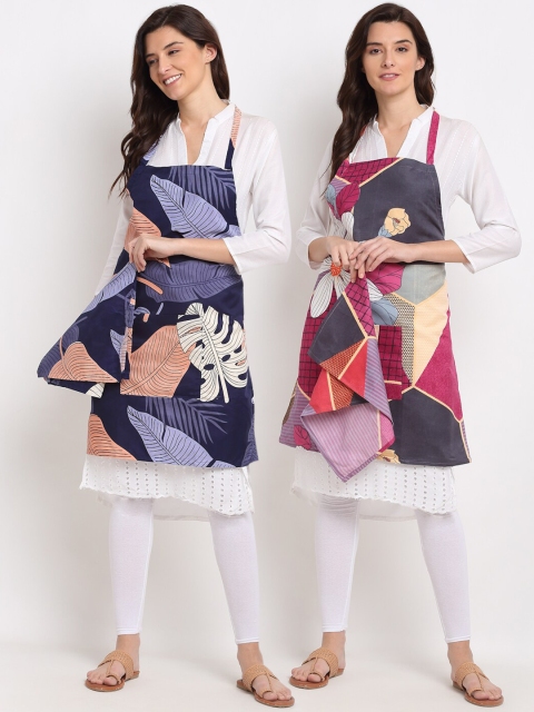 

NEUDIS Unisex Set of 2 Tropical Printed 210TC Apron and a Napkin, Multi