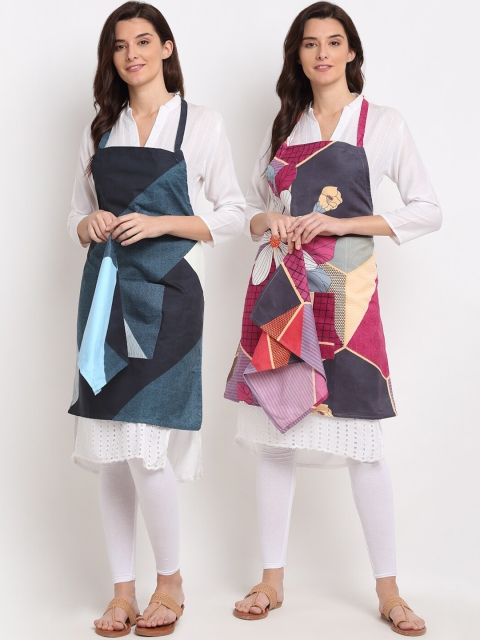 

NEUDIS Unisex Set of 2 Tropical Printed 210TC Apron and a Napkin, Multi