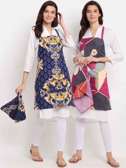 

NEUDIS Unisex Set of 2 Tropical Printed 210TC Apron and a Napkin, Multi