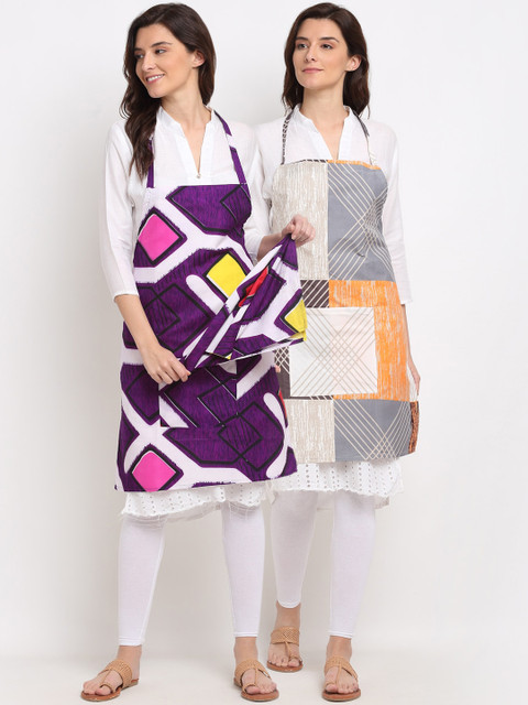

NEUDIS Unisex Set of 2 Tropical Printed 210TC Apron and a Napkin, Multi