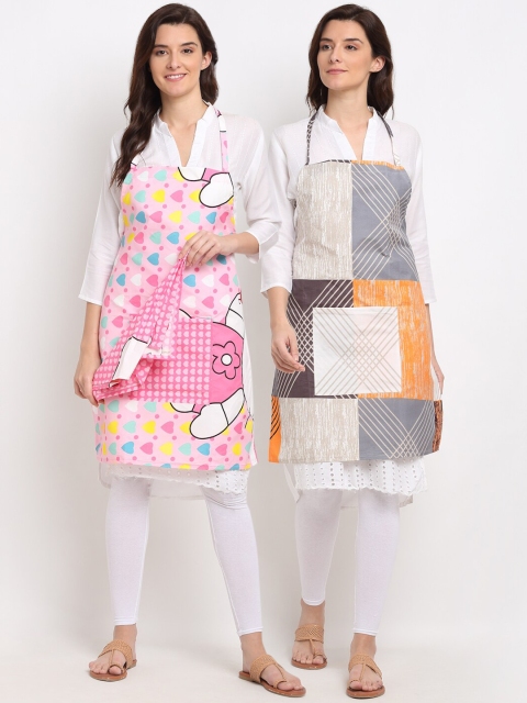 

NEUDIS Unisex Set of 2 Tropical Printed 210TC Apron and a Napkin, Multi