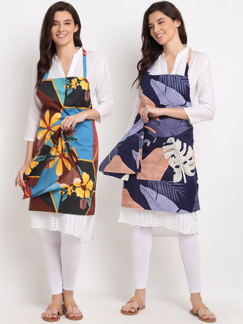 

NEUDIS Unisex Set of 2 Tropical Printed 210TC Apron and a Napkin, Multi