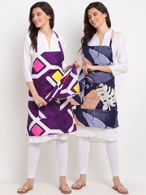 

NEUDIS Unisex Set of 2 Tropical Printed 210TC Apron and a Napkin, Multi