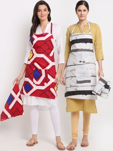 

NEUDIS Pack of 2 Printed 210TC Aprons, Off white