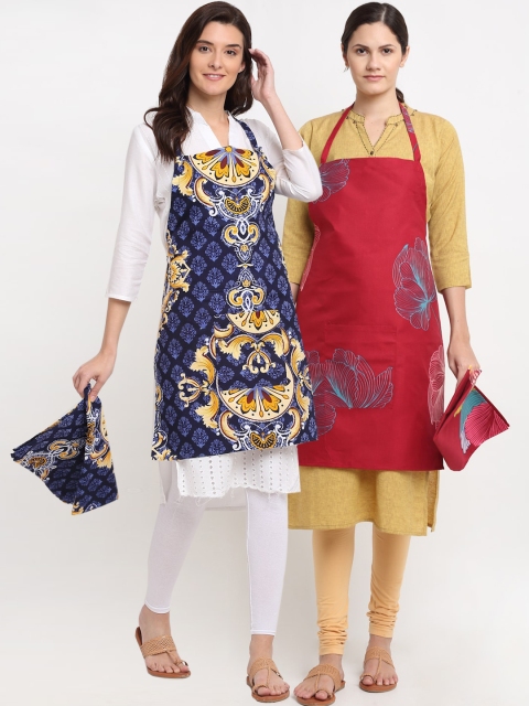 

NEUDIS Pack of 2 Printed 210TC Aprons, Blue