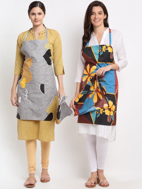 

NEUDIS Pack of 2 Printed 210TC Aprons, Multi