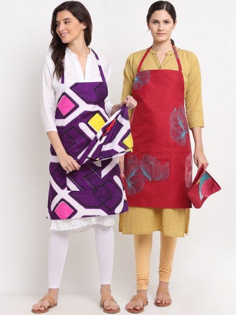 

NEUDIS Pack of 2 Printed 210TC Aprons, Purple