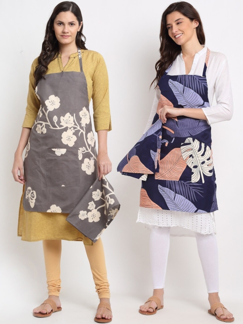 

NEUDIS Pack of 2 Printed 210TC Aprons, Grey