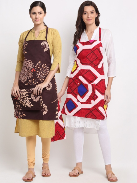 

NEUDIS Pack of 2 Printed 210TC Aprons, Brown