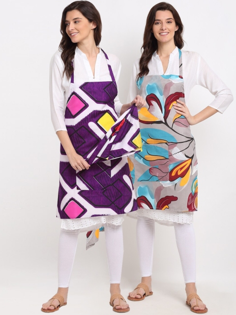 

NEUDIS Pack of 2 Printed 210TC Aprons, Purple