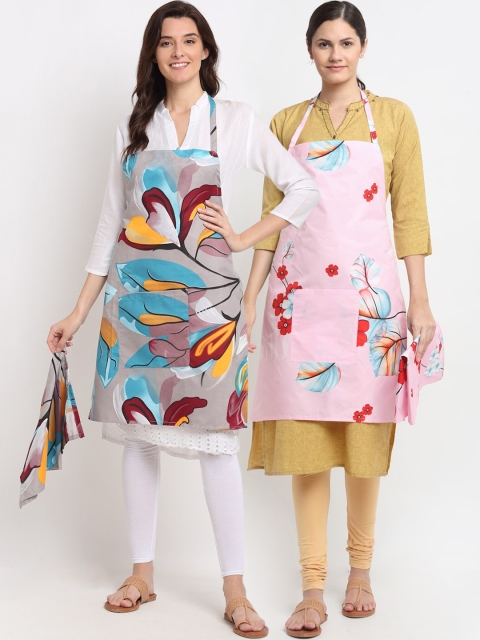 

NEUDIS Pack of 2 Printed 210TC Aprons, Pink