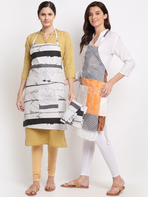 

NEUDIS Pack of 2 Tropical Printed 210 TC Apron with Napkin, Multi