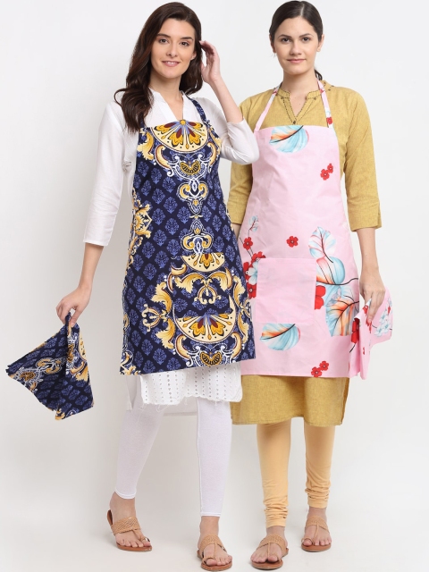 

NEUDIS Pack of 2 Tropical Printed 210 TC Apron with Napkin, Multi