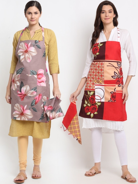 

NEUDIS Pack of 2 Tropical Printed 210 TC Apron with Napkin, Multi