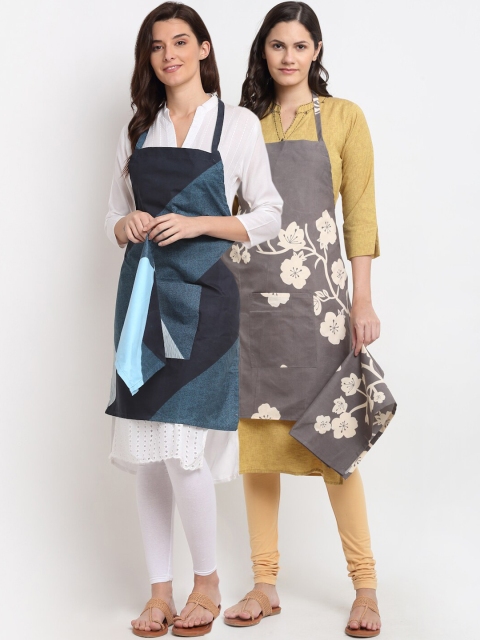 

NEUDIS Pack of 2 Tropical Printed 210 TC Apron with Napkin, Multi