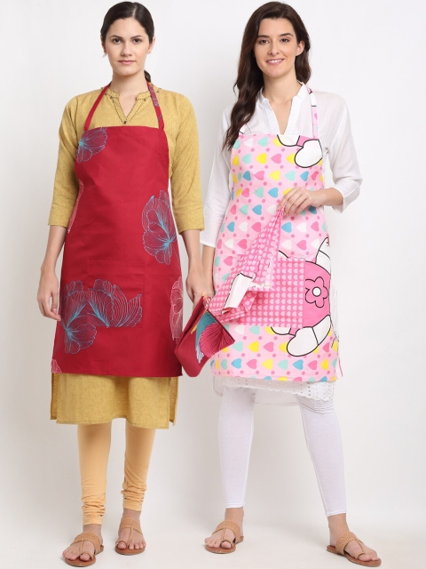 

NEUDIS Pack of 2 Tropical Printed 210 TC Apron with Napkin, Multi