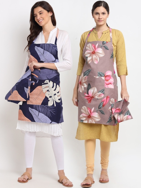 

NEUDIS Pack of 2 Tropical Printed 210 TC Apron with Napkin, Multi
