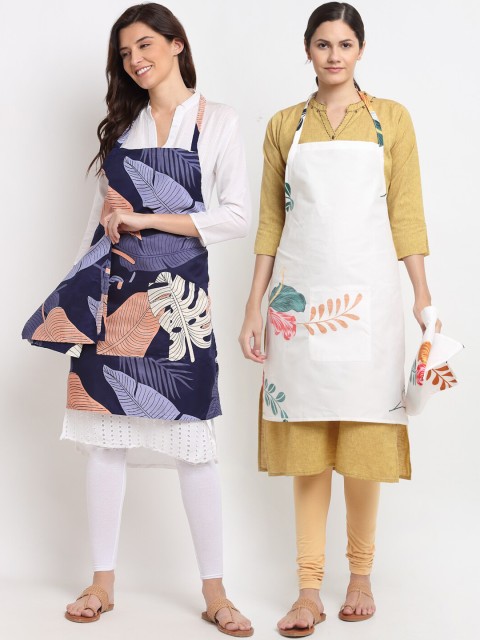 

NEUDIS Pack of 2 Tropical Printed 210 TC Apron with Napkin, Multi