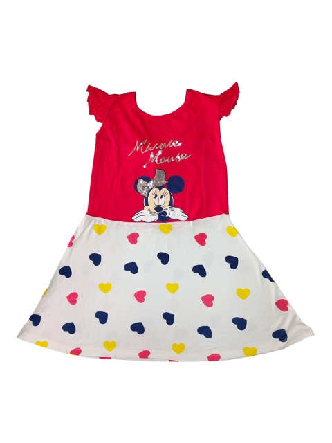 

Disney Girls Red & White Minnie Printed Cotton Dress