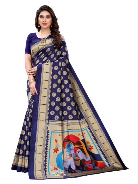 

KALINI Navy Blue Ethnic Motifs Saree