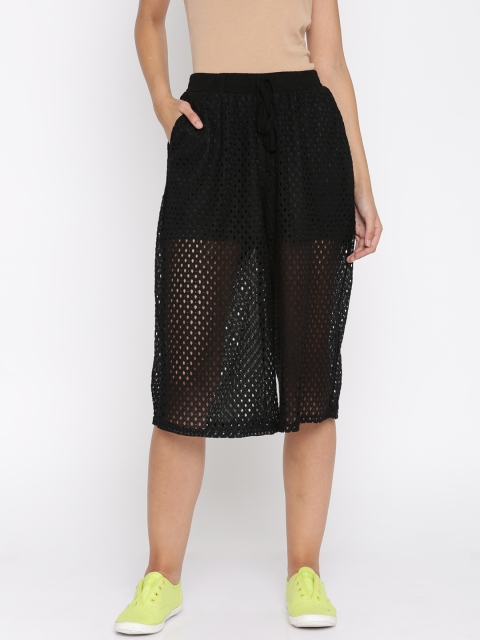 

Jealous 21 Women Black Solid Sheer Culottes