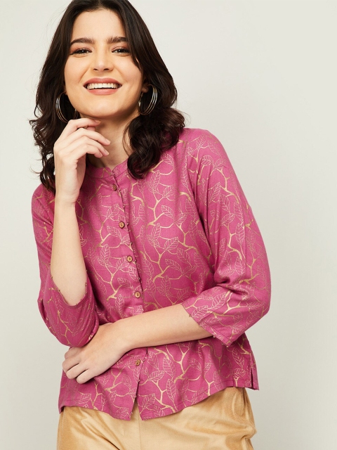 

Colour Me by Melange Magenta Floral Shirt Style Top