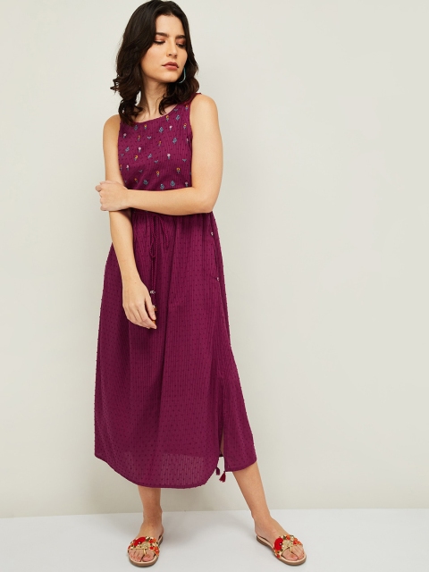 

Colour Me by Melange Purple Floral A-Line Midi Dress