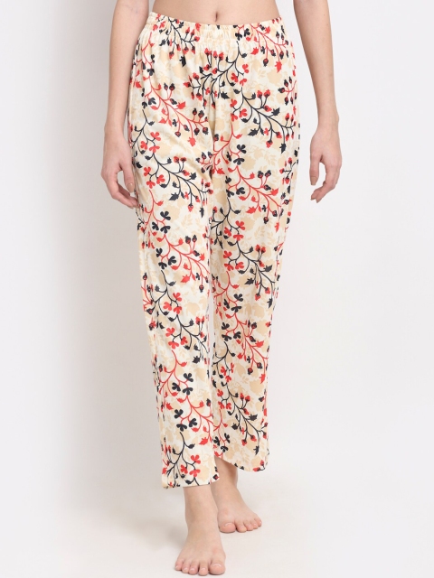 

NEUDIS Women Beige & Orange Floral Printed Lounge Pants